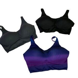 Victoria’s Secret Wireless Sports Bra Bundle - 3  Size 36DD Nylon Spandex Black
